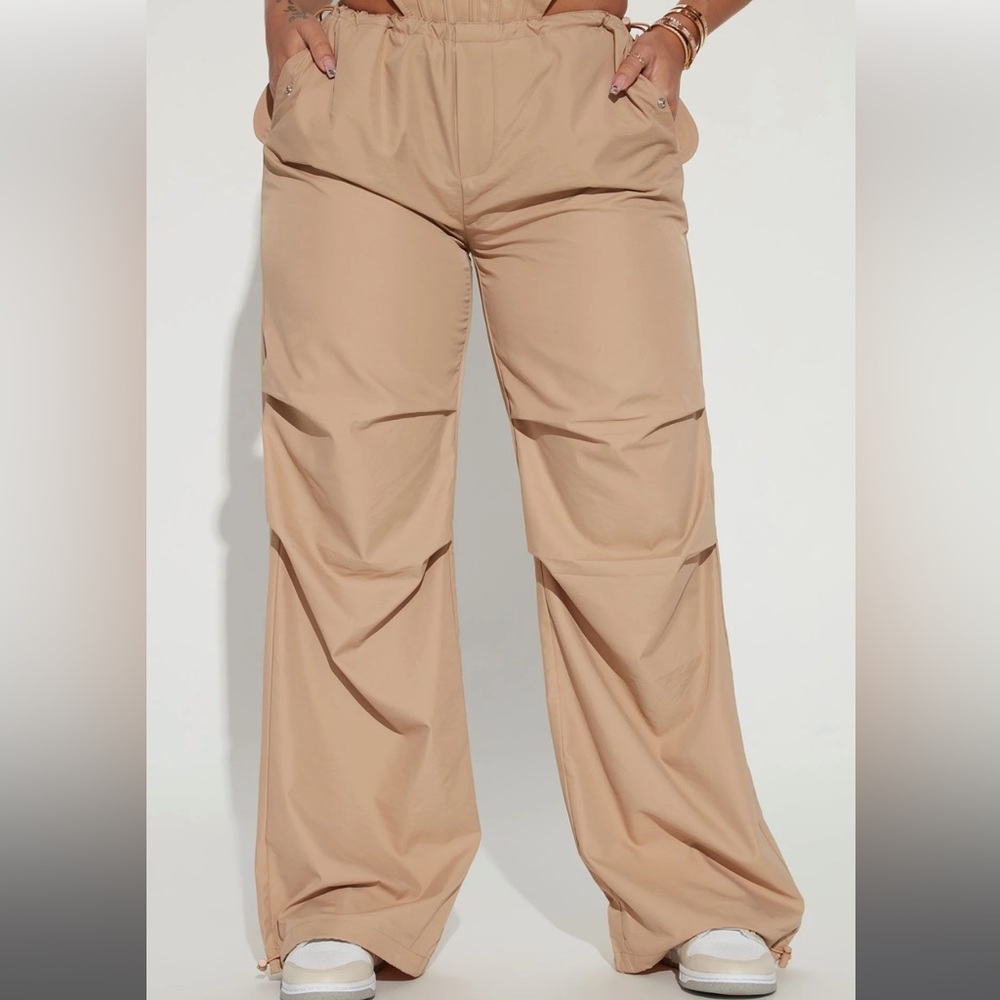 Khaki parachute pants
